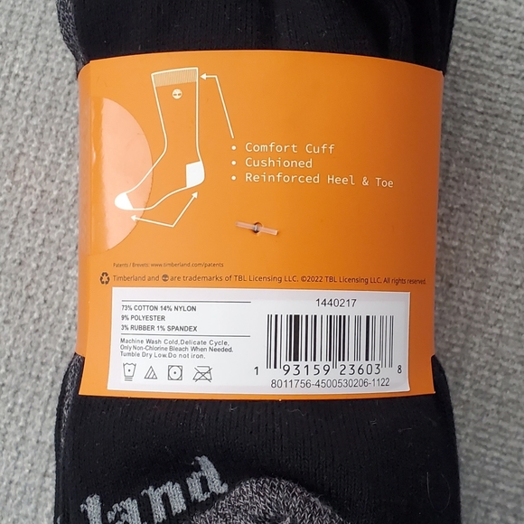 NEW Mens Timberland Everyday Crew Sock 6-PAIR - Picture 5 of 5